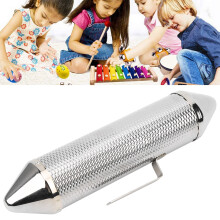 Stainless Steel Guiro Shaker with Gravel – Silver, Durable Percussion Instrument