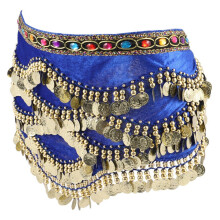 Rok met pailletten in de vorm van regendruppels en een glinsterende heupketting.