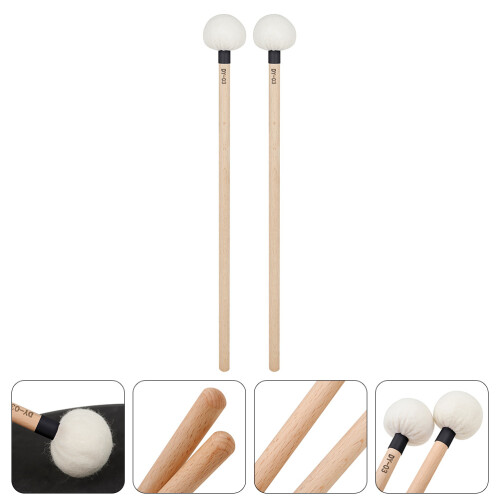 2 unidades de baquetas de fieltro con mango de madera para percusión 2