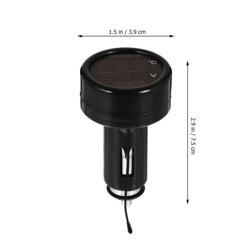 2-in-1 cigarette lighter plug with voltage meter & temperature, 12-24V 2