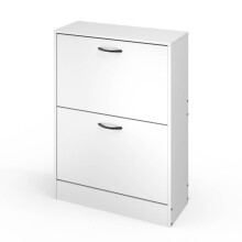 (White) Hallway Shoe Cabinet 2 Door Slim Storage Cupboard Entryway Organiser Shoe Rack Unit