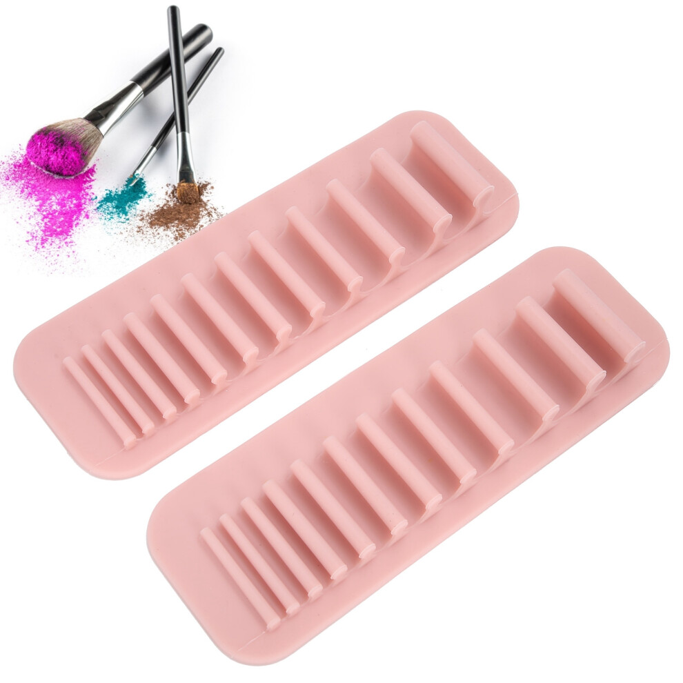 2pcs Silicone Makeup Brush & Toothbrush Wall-Mounted Drying Rack