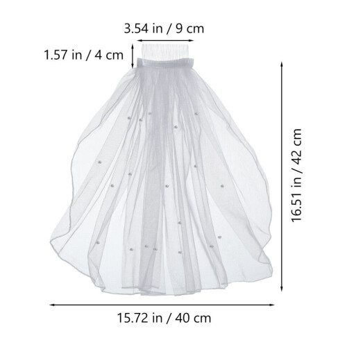sluier tule met parels haarkam wit 1 2
