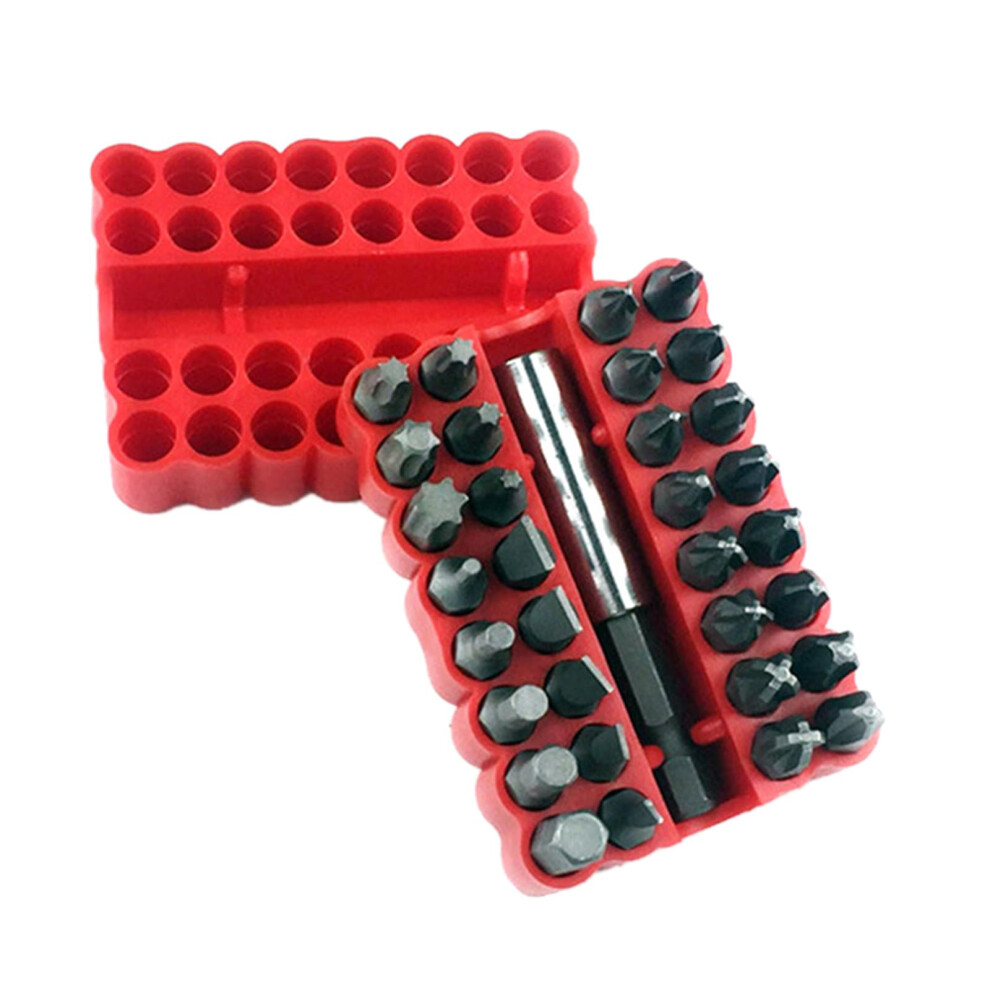 33Pcs Security Bit Set With Extension Bit Tamper Proof Star Screwdriver Bit Set Torx Bits 1/4 Inch Drive Magnetic 9339159095317