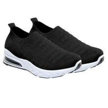 Schwarze Damen-Freizeitschuhe, gewebtes Mesh-Obermaterial, 1 Paar