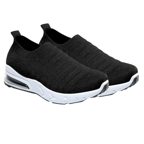 Schwarze Damen-Freizeitschuhe, gewebtes Mesh-Obermaterial, 1 Paar