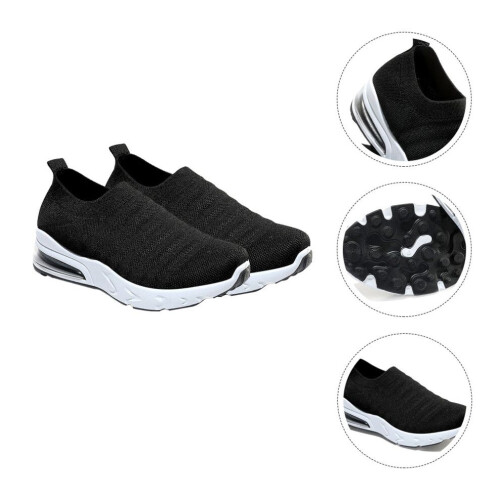 Schwarze Damen-Freizeitschuhe, gewebtes Mesh-Obermaterial, 1 Paar 2