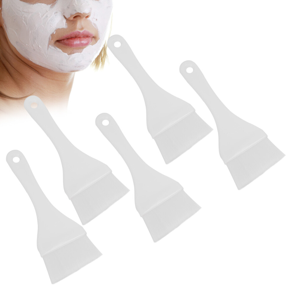 Unisex White 5Pcs Nylon Facial Mask Brush Set For Diy Beauty And Mud Masks