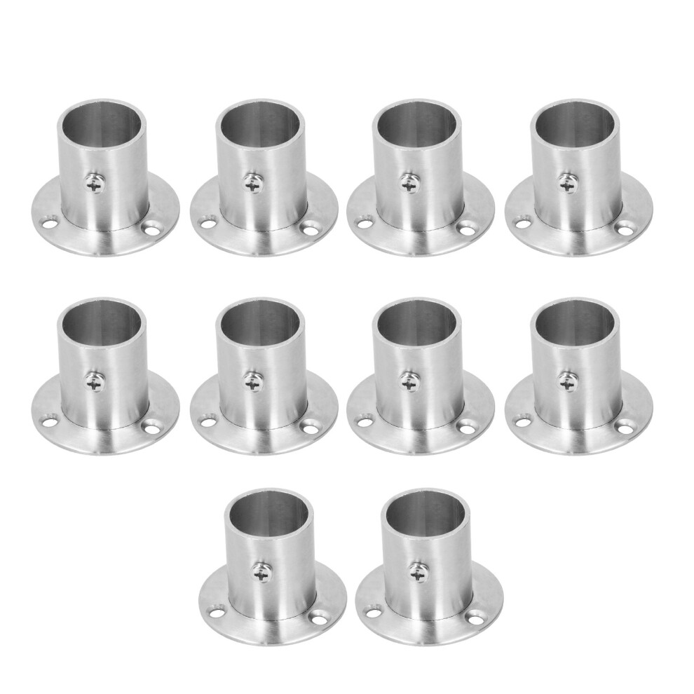 10-Pack Flanged Holder Base Stainless Steel Closet Rod Tube Brackets Î¦25Mm 4081360330187