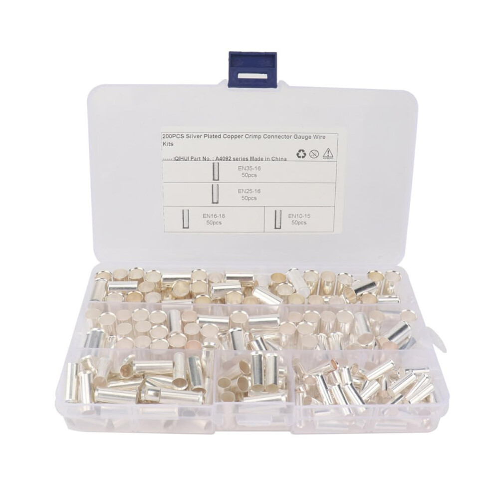 200Pcs Cold-Pressed Tube Type Wiring Terminals Crimp Connector Wire Connectors Pin For Gauge Wire Ferrules Pin Terminal For Electric For 9105992028269