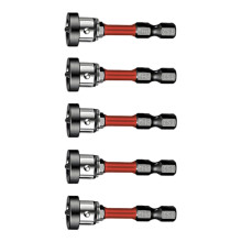 Steel Magnetic Bit 6.35mm 1/4'' Hexagonal Shank-Red 5 pieces