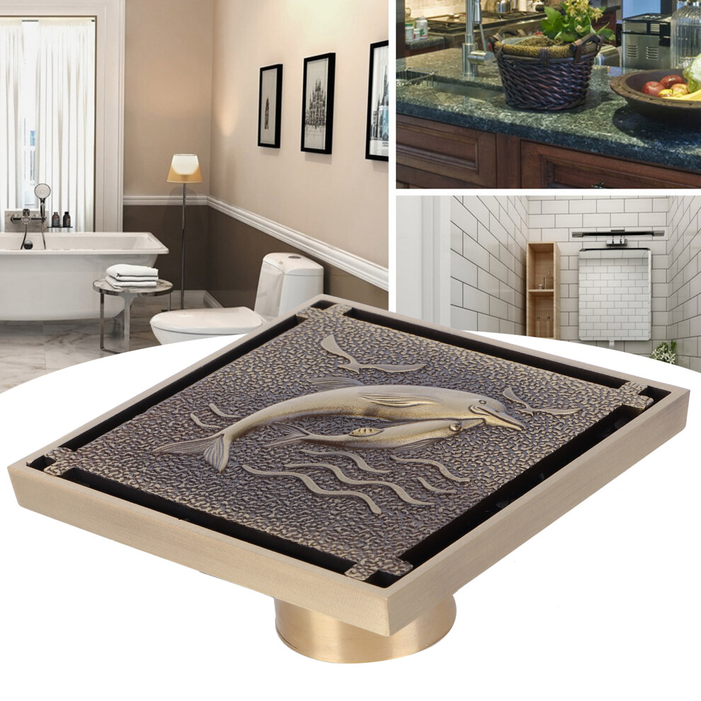 Antique Copper Floor Drain Cover For Bathroom Shower, 10X10cm 3131360332986