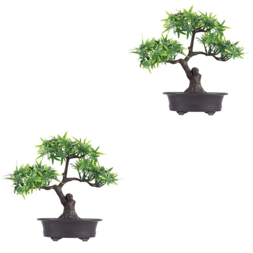 2 artificial bonsai in planters for home and office 2