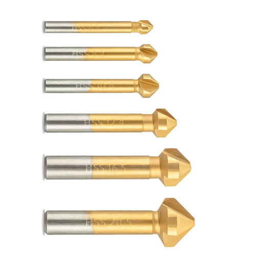 3 Flute 90 Degree HSS Chamfering Tool Bit for Metal-6 piece set