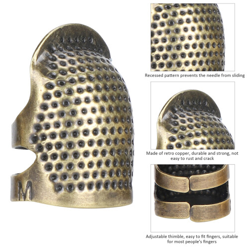 Brass Sewing Fingertip Thimble Adjustable Anti-Slip Protector (015 M S) 2