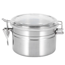 Barattolo da cucina per conservare caffè e tè, contenitore in acciaio inox per alimenti con coperchio trasparente, superficie facile da pulire e