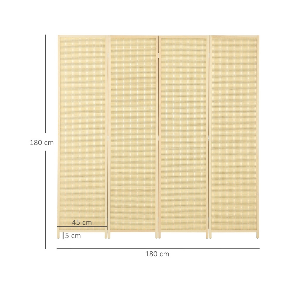 Freestanding Folding Room Divider Wall Panel Separator 4 Panels Privacy Screen for Home Office 180x180cm Natural Finish-image-OPC-PMXJM7X-NEW