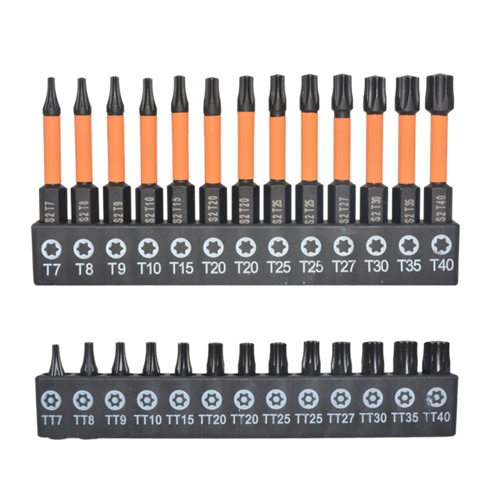 26Pack Torx Head Screwdriver Bit Set Hex Shank Steel Security 7696000253428