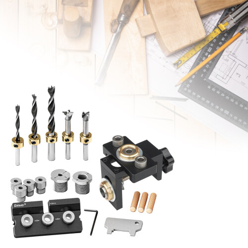 Woodworking Hole Punching Kit Adjustable Depth Aluminum Drill 1