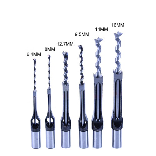 Precision Square Hole Mortise Chisel Drill Bit Set, 6pcs