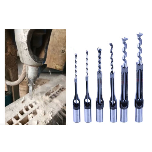 Precision Square Hole Mortise Chisel Drill Bit Set, 6pcs 1