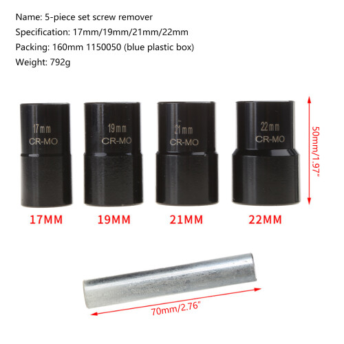 5Pcs Locking Spline Star Hex and Fluted Hex Lug Nuts Remover Set 2