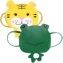 2 Federmäppchen, Cartoon-Frosch-Tiger-Umhängetasche