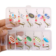 Metal Spoon Spinner Fishing Lures 10-Piece Pike Set for Freshwater Fishing with Dynamic Flash and Vibration Model A