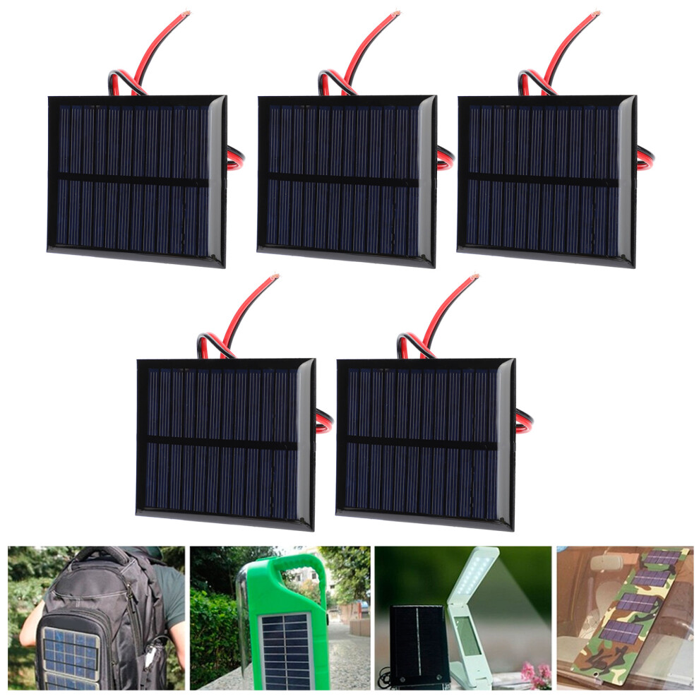 5Pcs 6V 0.6W Mini Epoxy Solar Panel Kit, 30Cm Red Black Line 9421360343742