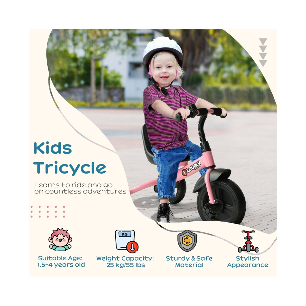 Children's Pink Tricycle for Ages 1.5-4 - Sturdy 3 Wheel Kids Ride-on Trike Made of Safe Durable Plastic-image-OPC-PMXKT9K-NEW