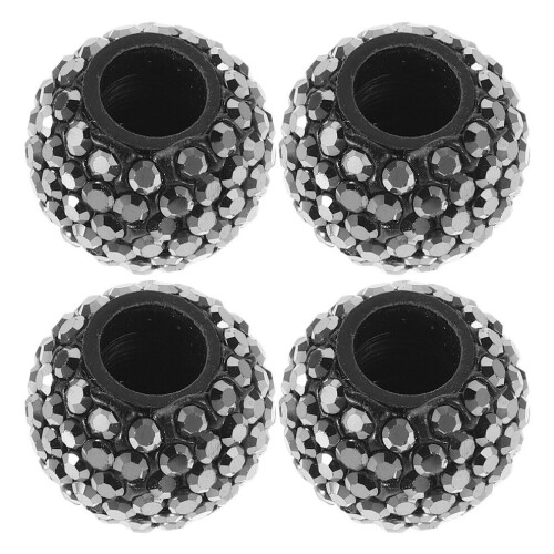 Bling däckventilhattar, svarta, 4 st