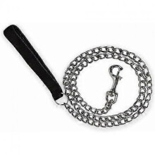 Classic Leashes Dog Chain Leash (120cm) Steel Metal Dog Leash Strong PU Leather Handle - S