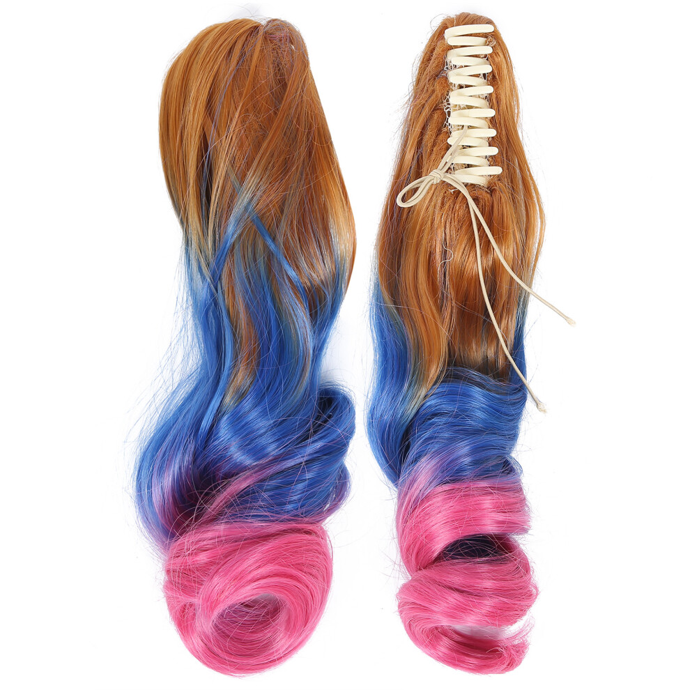 Unisex 3 Colors Curly Claw Clip Hair Wig Ponytail Extension 55Cm