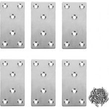 6PCS Mending Plates Heavy Duty Flat Bracket Metal Straight Brace Stainless Steel Bracket Repair Plates for Furniture,Wood,Shelves,Cabinet (S
