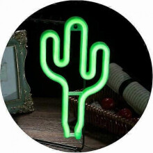 Green LED Cactus Neon Light Battery or Not LED Powered USB Connect Wall Decorations Night Lights for Kids Children Gifts Home Decoration Party Suppl