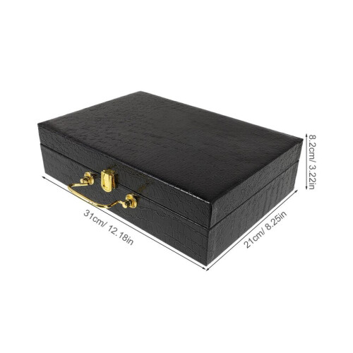 Cigar box with hinged lid and buckle closure. Portable case. 1