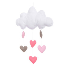 Hangend hartje in de vorm van een wolkje met regendruppels voor de babykamer/kinderkamer