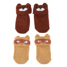 2 pares de calcetines de bebé, forro polar coral, diseño de dibujos animados