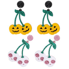 2 paar Halloween-oorbellen met doodskopmotief