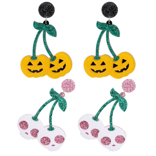2 pares de pendientes de calavera de Halloween
