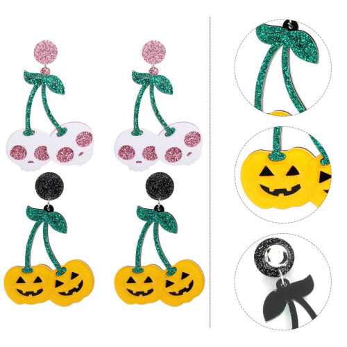 2 pares de pendientes de calavera de Halloween 2