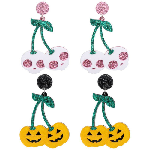 2 pares de pendientes de calavera de Halloween 1