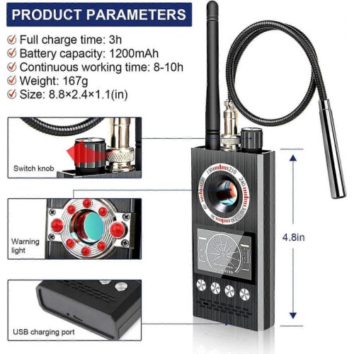 Anti-Spy Wireless RF Signal Detector [Latest Professional Version] Bug GPS Camera Signal Detector，Detection GPS Tracker Hidden Camera Eavesdropping 2