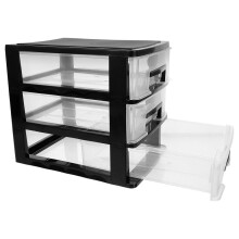 Trelagers plastskåp med lådor, portabel, transparent