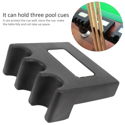 Black Pool Cue Stick Holder, 3 Cues, Hard Plastic, Billiard Accessory 2