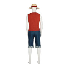 (L, set) One Piece  Cosplay Costume Anime Vest Straw Hat Set Halloween Role Play Unisex