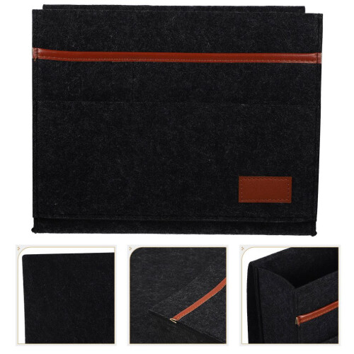 Felt Hanging File Folders for Bed, Magazines, Tablet, Dark Grey 2