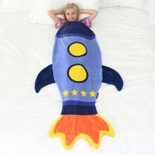 (rocket) Coral Fleece Mermaid Sleeping Bag Blanket, Cartoon Animal Baby Kick-Proof Blanket, Princess Dress Thick Winter Blanket