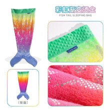 (rainbow gradient 1) Coral Fleece Mermaid Sleeping Bag Blanket, Cartoon Animal Baby Kick-Proof Blanket, Princess Dress Thick Winter Blanket