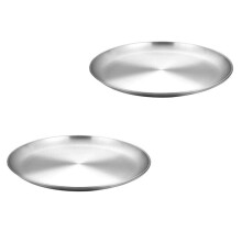 2 Pizzableche mit Behälter, Speisetabletts, Silber